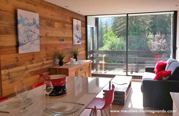 Aménagement intérieur salon chalet, appartement entreprise meubles montagnards la clusaz haute savoie
