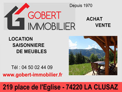 219 Place de l'Eglise 74220 La Clusaz Tél. +33 (0)4 50 02 44 09 Site internet : http://www.gobert-immobilier.fr