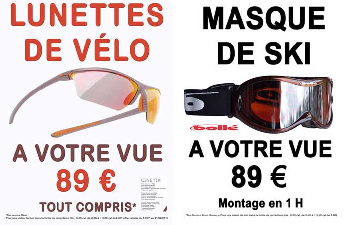 Lunettes de sport à la vue et masque de ski opticien chalet de l'optique la Clusaz