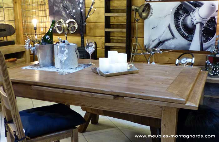 ameublement de salon style montagne table Table avec plateau en bois avec rallonges